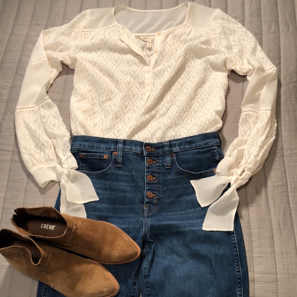 Rebecca Taylor silk, cotton textured blouse - Picture 15 of 15